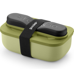 Guzzini: Store & Go Boite hermétique rectangle kaki avec couvercle & couverts