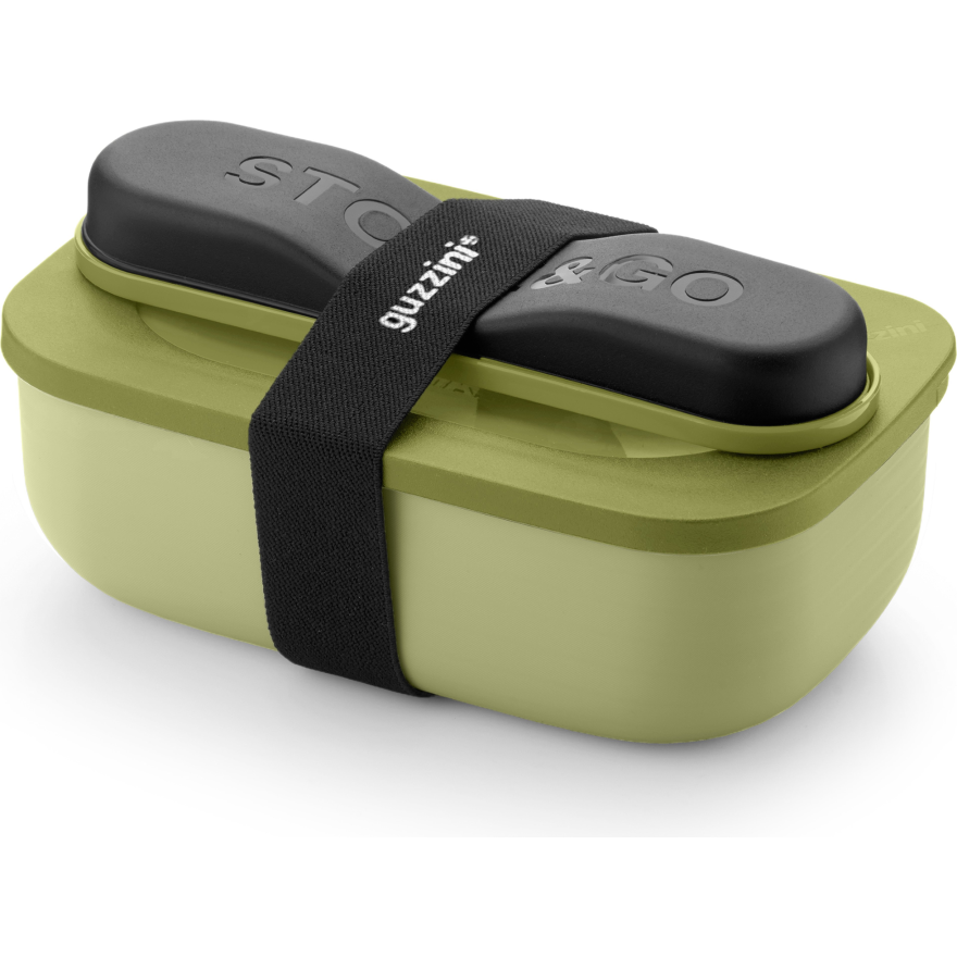 Guzzini: Store & Go Boite hermétique rectangle kaki avec couvercle & couverts