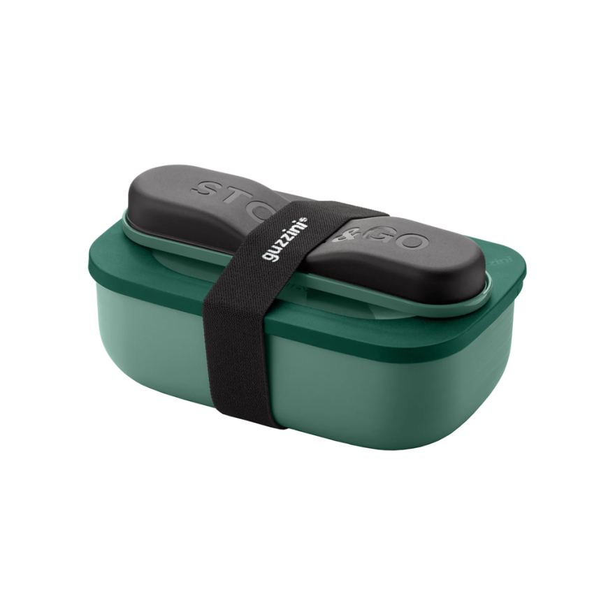 Guzzini: Store & Go Boite hermétique rectangle vert sapin avec couvercle & couverts