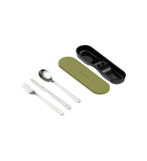 Guzzini: Store & Go couverts de voyage dans un étui kaki