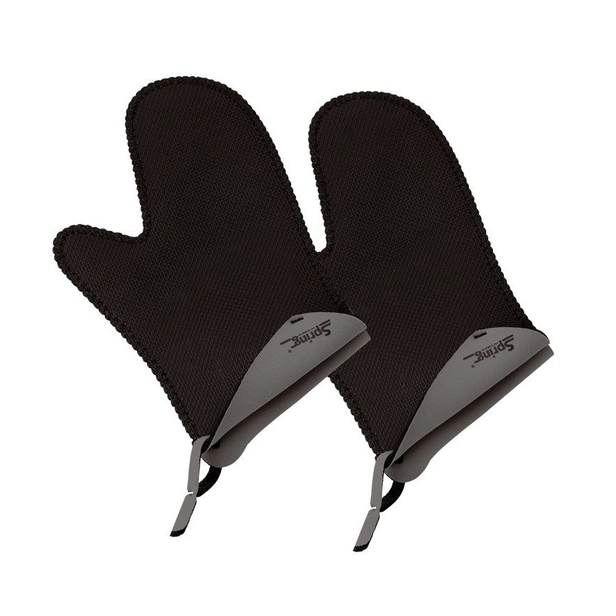 Spring Swiss Design: Paire de gants pour le four noirs intérieur gris