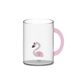 WD Lifestyle: Verre en borosilicate 420 ml avec flamant rose en verre