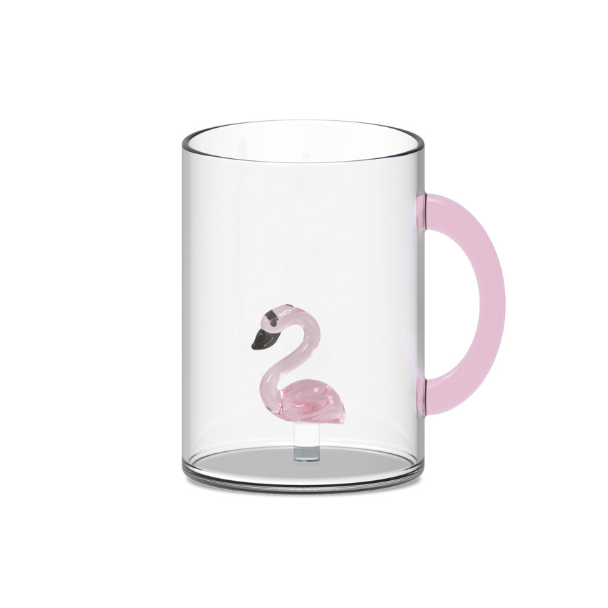 WD Lifestyle:    420 ml borosilicaatglas met een gekleurd flamingo
