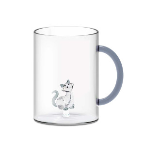 WD Lifestyle: Verre en borosilicate 420 ml avec chat en verre