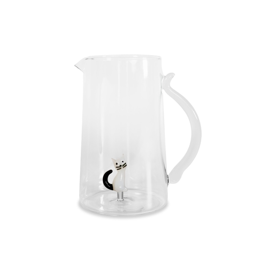 WD Lifestyle: Borosilicaatkan van 1,5 liter met gekleurde glazen kat WD Lifestyle: Borosilicaatkan van 1,5 liter met gekleurde glazen kat