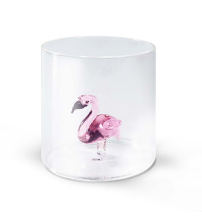 WD Lifestyle: Gobelet en borosilicate 250 ml avec flamant rose en verre