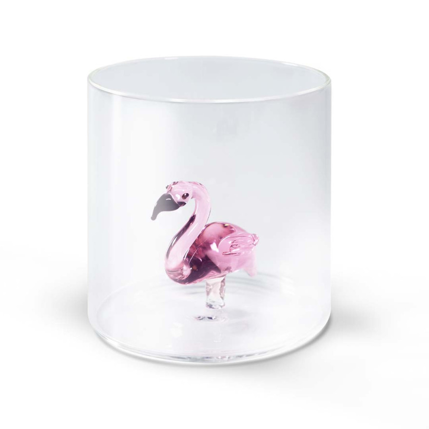 WD Lifestyle: Gobelet en borosilicate 250 ml avec flamant rose en verre WD Lifestyle: Gobelet en borosilicate 250 ml avec flamant rose en verre