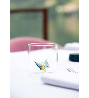 WD Lifestyle: 250 ml borosilicaatbeker met een gekleurd vlinder