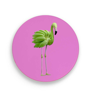 WD Lifestyle: Sous plat en céramique, dos en liège, flamant rose