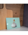WD Lifestyle: Snijplank van gehard glas met eenden-/knoflookmotief