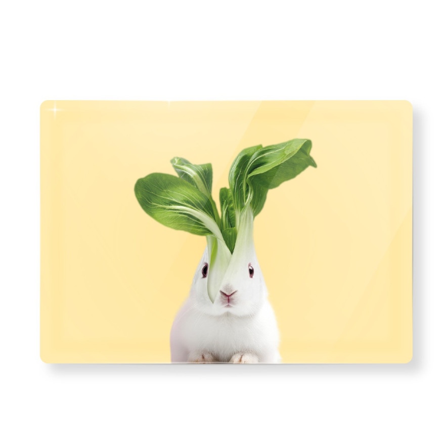 WD Lifestyle: Planche à découper en verre trempé lapin/epinard