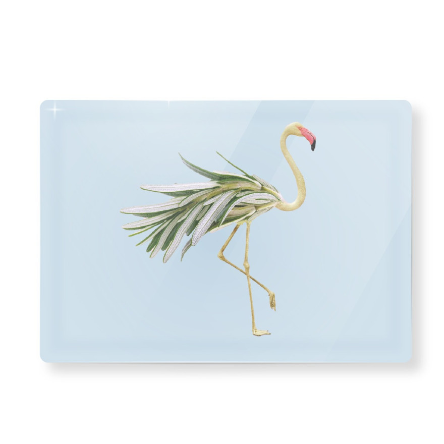 WD Lifestyle: Planche à découper en verre trempé flamant rose/romarin