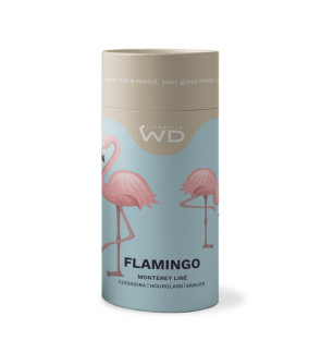 WD Lifestyle: borosilicaat kleine zandloper 15 min met glazen flamingo