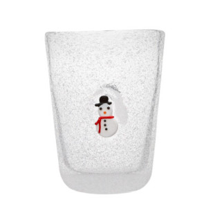 Memento: Gobelet à eau en verre soufflé 30cl Bonhomme de neige