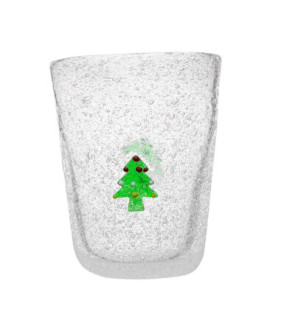 Memento: Handgeblazen glazen waterglas 30cl met een Kerstboom