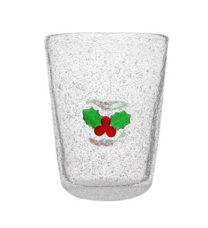 Memento: Gobelet à eau en verre soufflé 30cl Branche de houx