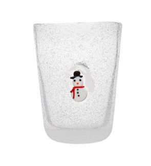 Memento: Gobelet à eau en verre soufflé 30cl Bonhomme de neige
