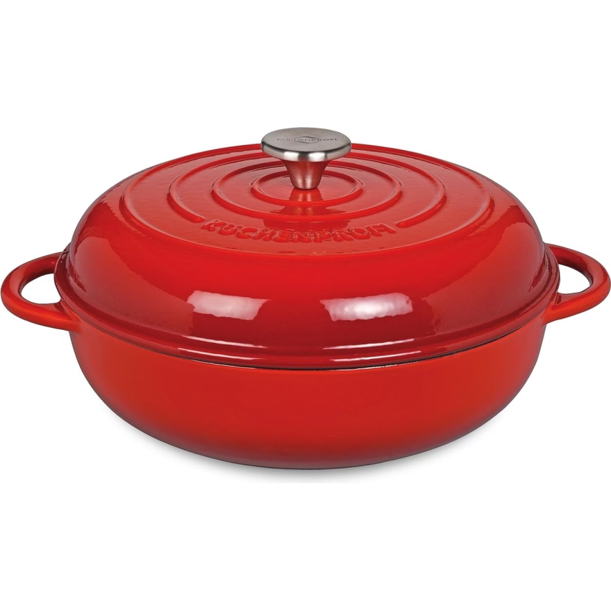 Küchenprofi: Cocotte basse en fonte Provence ronde rouge 28 cm