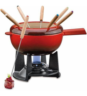Spring Swiss Design: Saas Fee Rode Fonduepan (20 cm) voor Kaas-/Vleesfondue