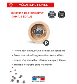 Peugeot: Moulin à poivre en bois noir mat Festival 22 cm