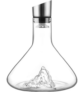 Vin bouquet: carafe à décanter le vin avec montagne en verre