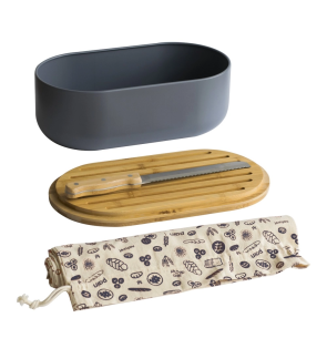 Pebbly: Set 4 pièces Boite à pain gris
