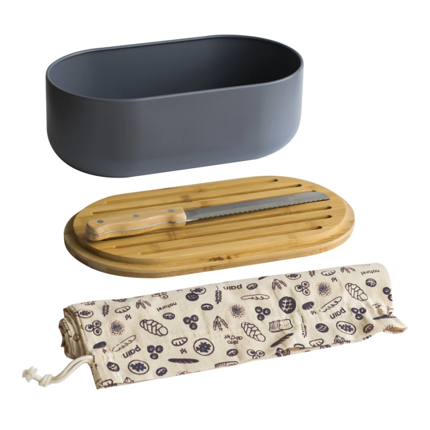 Pebbly: Set 4 pièces Boite à pain gris