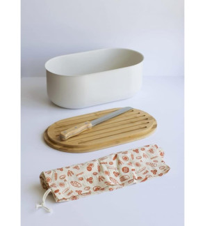 Pebbly: Set 4 pièces Boite à pain blanc