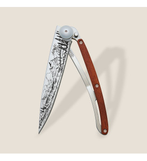 Deejo: Couteau de poche 37gr Montagne finition titane manche bois corail