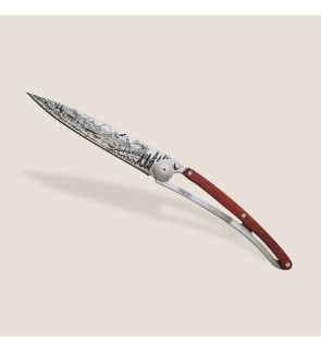 Deejo: Couteau de poche 37gr Montagne finition titane manche bois corail