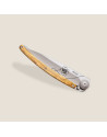 Deejo: Couteau de poche 37gr Porte bonheur finition titane gris manche bois d'olivier
