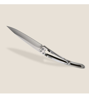 Deejo: Couteau de poche 37gr Pêche à la mouche finition titane gris manche bois d'ébène