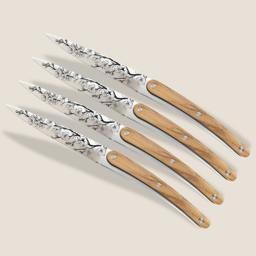 Deejo: Set van 4 steakmessen versierd met kersenbloesems