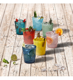 Memento: Gobelet à eau en verre soufflé 30cl Light blue