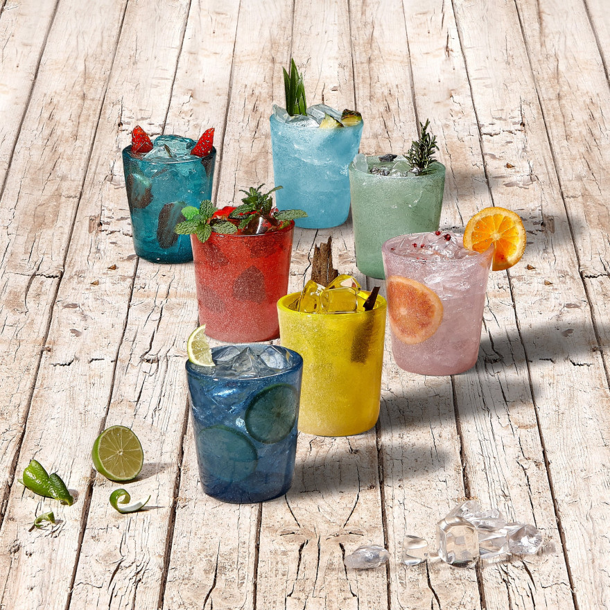 Memento: Gobelet à eau en verre soufflé 30cl Light blue