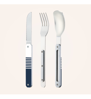 Akinod: Set de 3 couverts de voyage/pique-nique aimantés "Marinière"