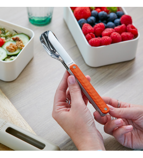 Akinod:  Set van 3 magnetisch reis-/picknickbestek oranje aluminium