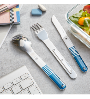 Akinod: Set de 3 couverts de voyage/pique-nique aimantés "Marinière"