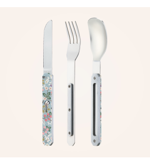 Akinod: Set de 3 couverts de voyage/pique-nique aimantés "Fleurs gourmandes"