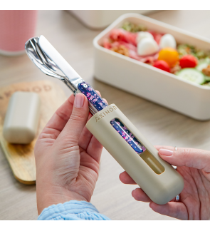 Akinod:  Set van 3 reis-/picknickbestek met kersenbloesems