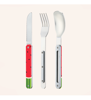 Akinod: Set de 3 couverts de voyage/pique-nique aimantés "Pastèque"