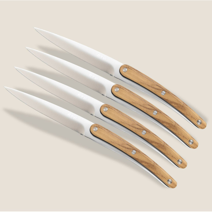 Deejo: Set de 4 couteaux à steak manche façon olivier