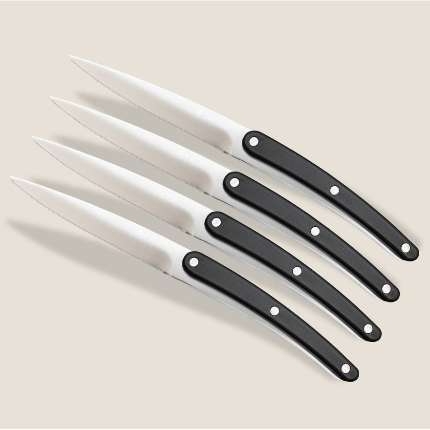 Deejo: Set van 4 steakmessen met handvatten van imitatie ebbenhout