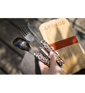 Akinod: Set de 3 couverts de voyage/pique-nique leopard