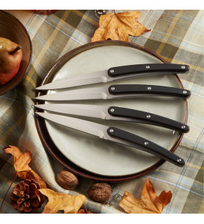 Deejo: Set de 4 couteaux à steak manche façon ebène