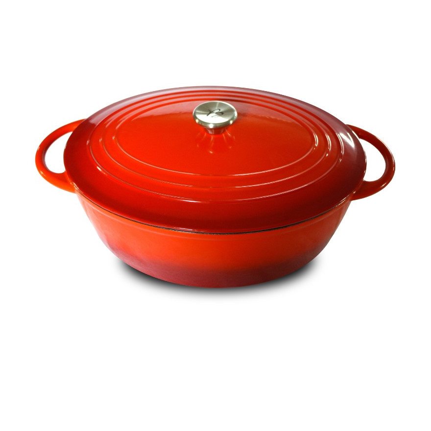 Baumalu: Cocotte en fonte émaillée ovale rouge 29 cm