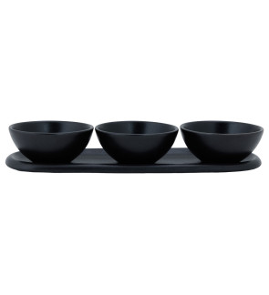 Cosy & Trendy: Set apéritif 4 pièces en grès noir Ellips