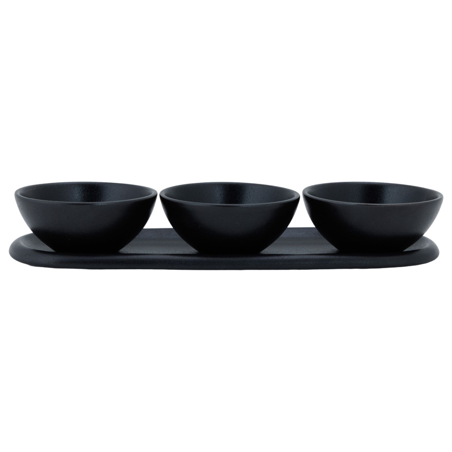 Cosy & Trendy: Set apéritif 4 pièces en grès noir Ellips