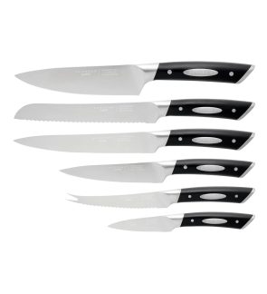 Scanpan: Bloc en bois & inox avec 6 couteaux manche noir