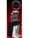 Scanpan: Bloc en bois noir / inox avec vitre & 5 couteaux manche noir